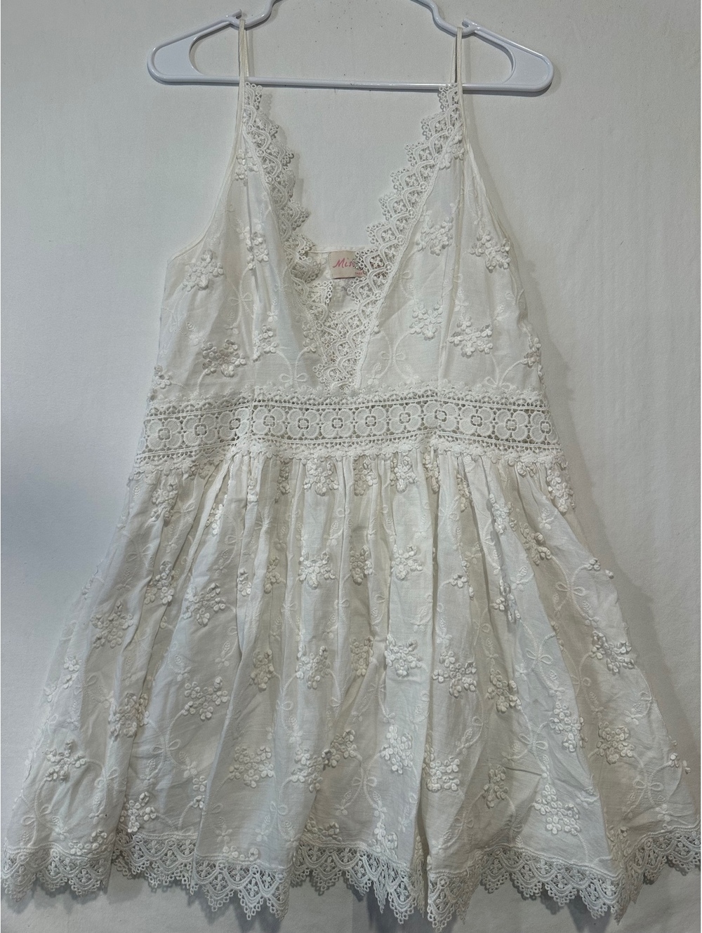 Miss June Paris White Embroidered Lace Maxi Dress XS
